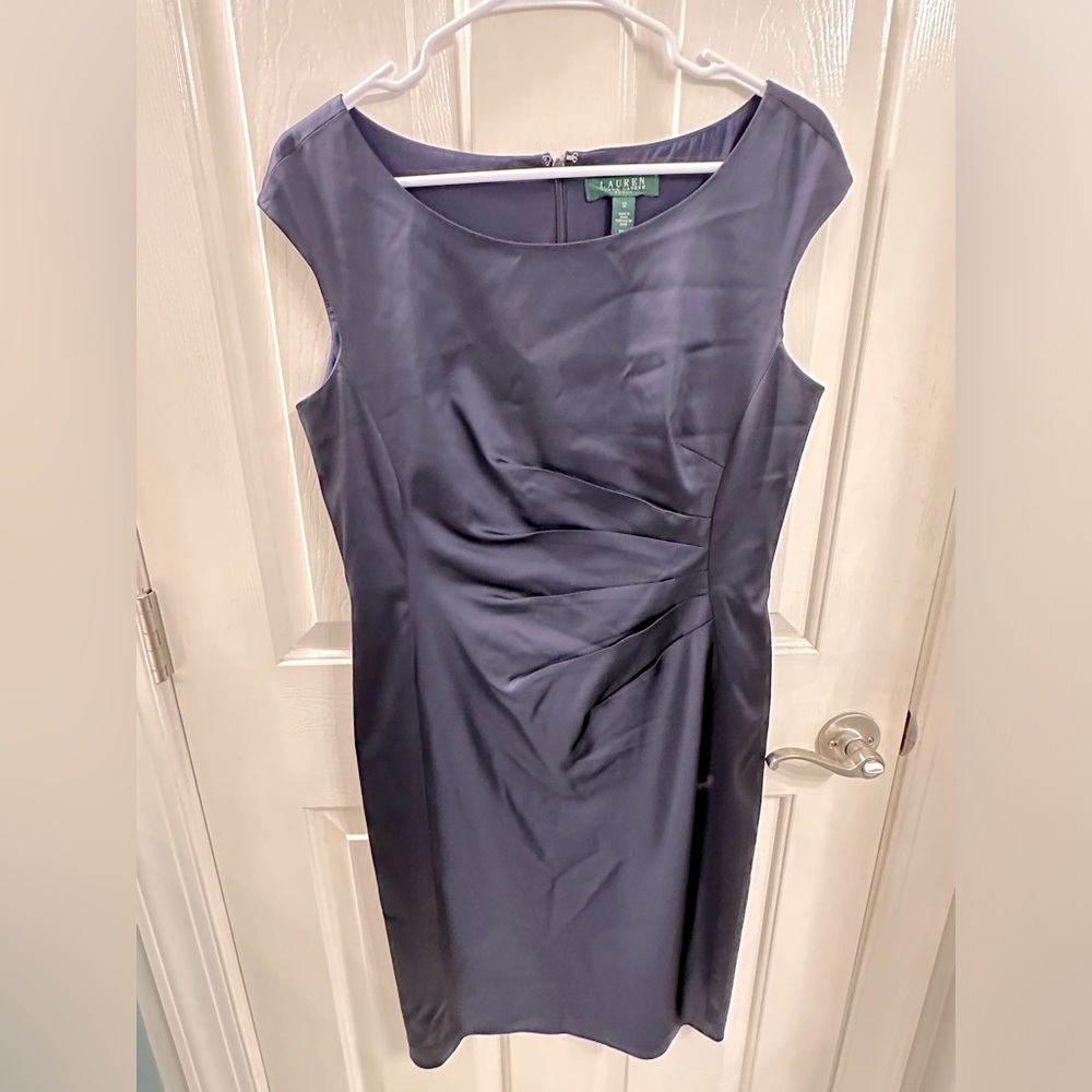 Ralph Lauren - navy satin cocktail dress - Size 12